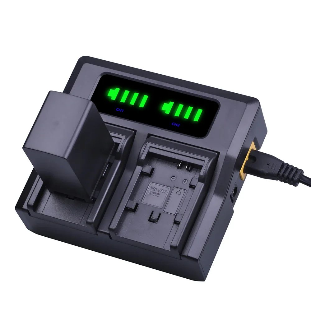 BP-828 BP-808 LED Dual Rapid Charger for Canon BP808/809/819/BP828 Battery for Canon VIXIA HF G30 G40 XA20 and XA25 Camcorders