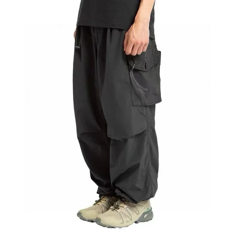 Men Women High Vis Reflective Triangle Multi-Pocket Baggy Wide Leg Trousers Casual Cargo Baggy Trousers Urban Outdoor