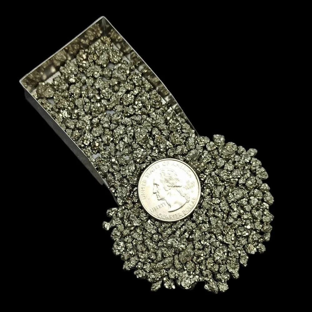 2-5mm Crushed High Luster Pyrite Chips from Peru, Pea-Sized Gravel for Embellishments, Mineral Crafts, Orgone, and Resin Art