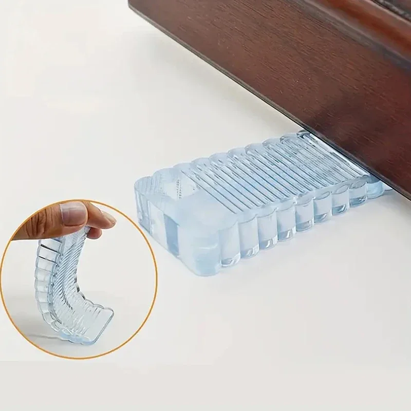 Silicone Door Stop Wedge Safety Stoppers Reusable Shock Absorbent Home Office Anti-Folder Hand Door Stopper Anti-collision Stop