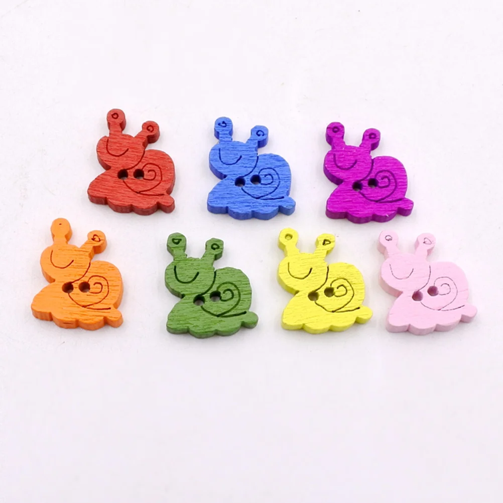 

200Pcs Colorful Wooden Snail Buttons Cartoon Design DIY Sewing Accessories Decorative Craft for Children Clothing Scrapbooking