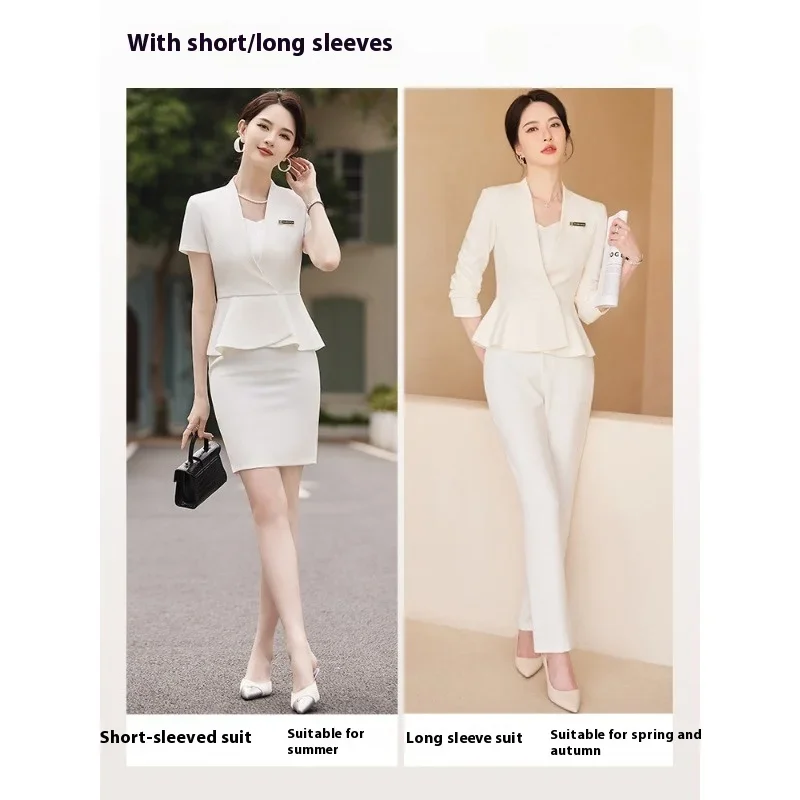 Suit Professional Suit Women's Four Seasons White Formal Wear Temperament Commuter City White-collar Workwear Suit