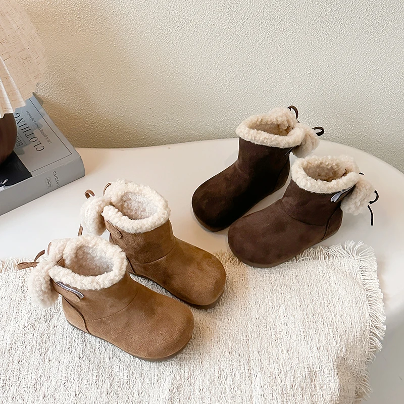 شتاء دافئ الأطفال الثلوج الأحذية الفتيان جديد في الهواء الطلق الأحذية الفتيات زائد فروي رشاقته حذاء من الجلد عدم الانزلاق الاطفال أحذية طالب الأحذية #1