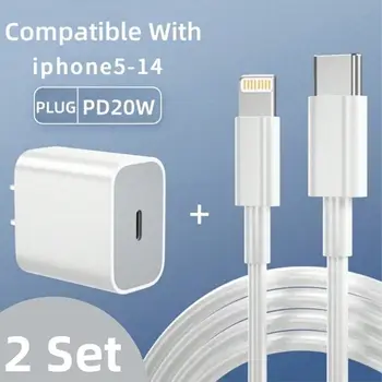2PC 20W rychlonabíječka pro iPhone 13 Mini 12 11 Pro 14 Pro Max Plus X XR XS USB Type-C Rychlonabíjecí kabel Příslušenství 10 nejlepší prodej Nabíječky Apple - №1