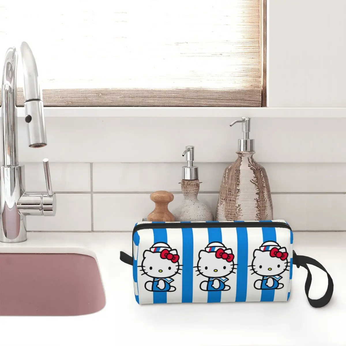 Hello Kitty Sailor borsa per il trucco grande borsa per la bellezza borse per cosmetici da viaggio borsa da toilette portatile per le donne