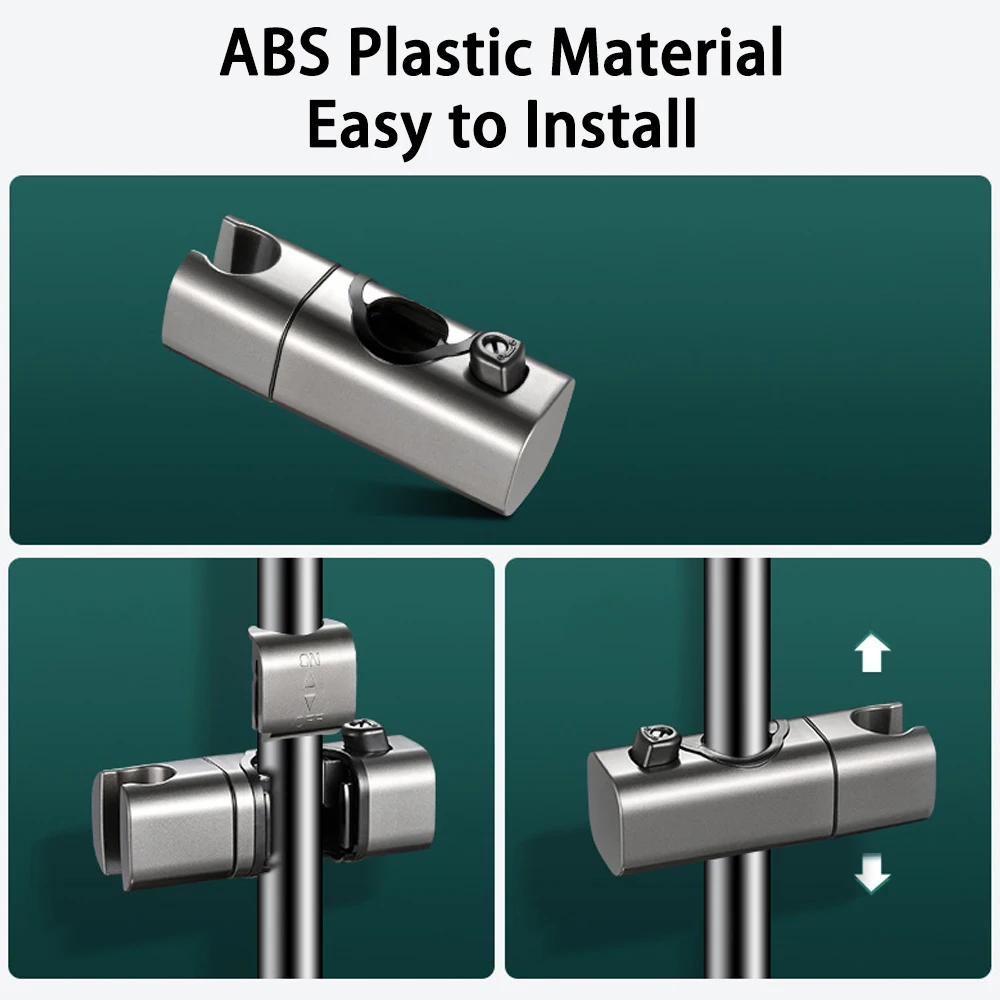 Supporto universale per soffione doccia da 20 ~ 25 mm Barra di scorrimento per doccia in plastica ABS Staffa di supporto per morsetto regolabile Accessori per il bagno