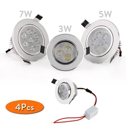 4Pcs 3W 5W 7W LED Recessed Ceiling Down Light Panel Lamp Cool Warm Natural White 220V 110V Downlight Spotlight Energy Saving