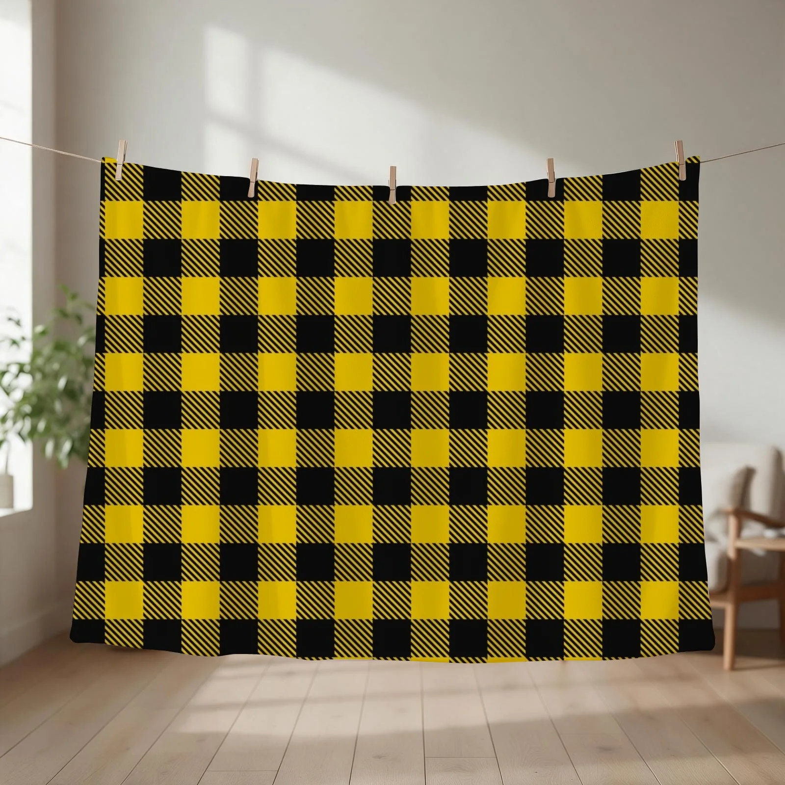 Yellow and Black Buffalo Plaid Throw Blanket Beautifuls Plush Blankets For Baby Custom Blankets