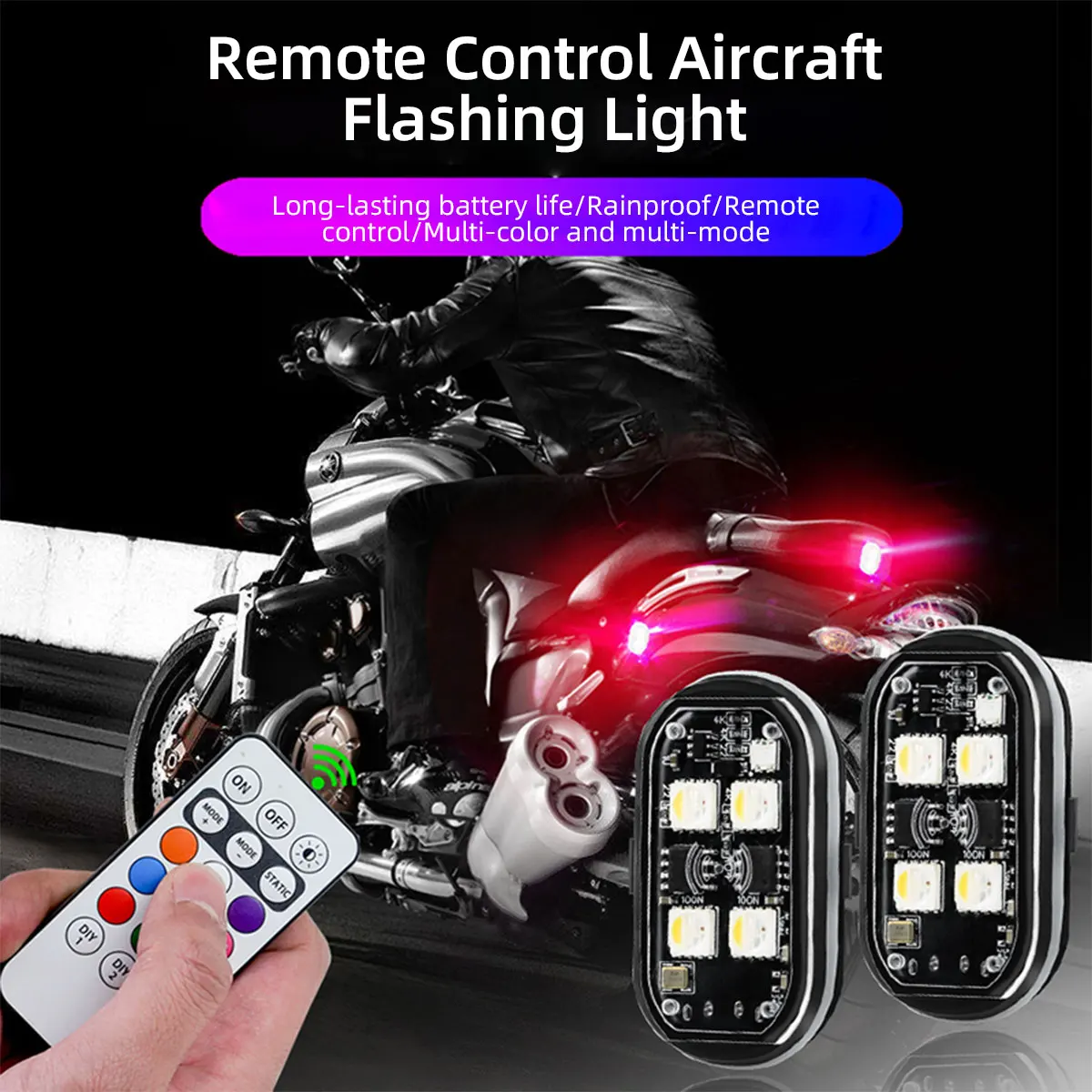 2/4/6pcs Wireless LED Strobe Lights Car Decor Atmosphere Light 8 Colors Rechargeable Led Lights Anti-Collision LED Warning Light