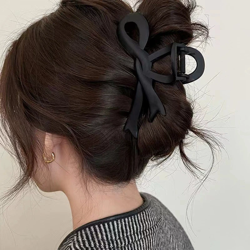 Matte Acryl Haarspangen Vintage Band Schleife Haarklammern Krabben Kopfbedeckung Haarnadeln Hai Pferdeschwanz für Frauen Accessoires Haarspange Geschenk – Detail 5