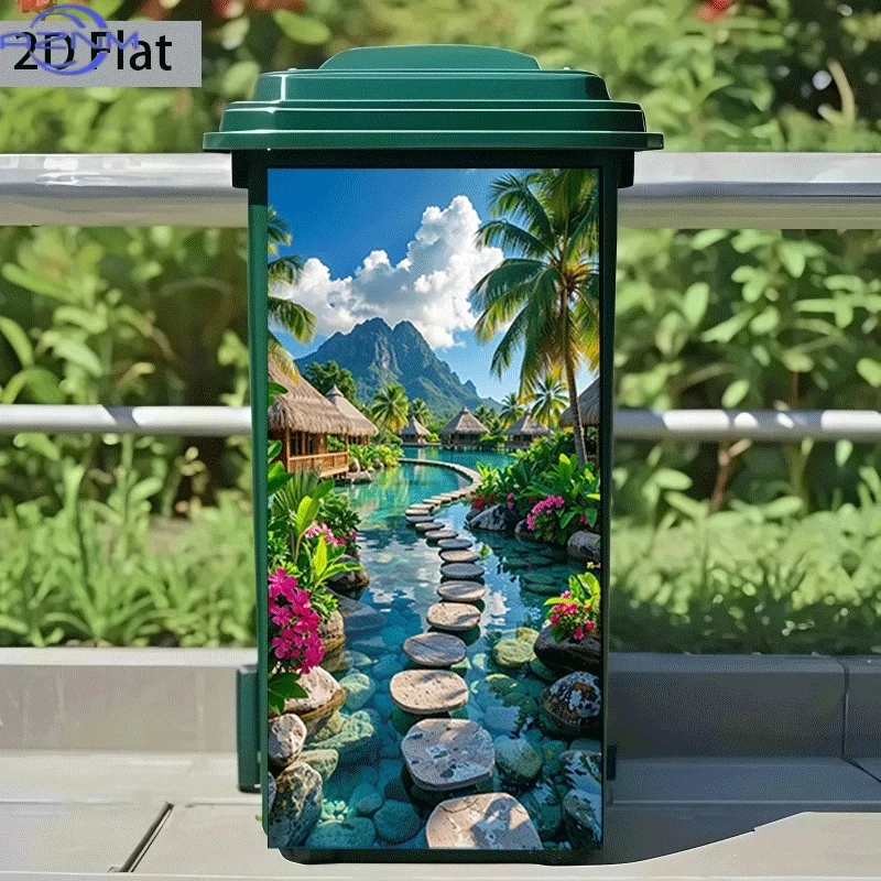 2D Flat Printing 1pc Trash Can Sticker  