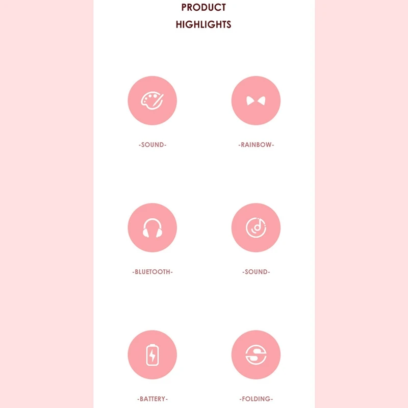 سماعات رأس للأطفال، سماعات أذن قطة بإضاءة LED ملونة، سماعة رأس بلوتوث 5.0، تدعم بطاقة TF