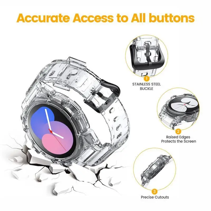 Transparent Band+Case for Samsung Galaxy Watch 5/4 40mm 44mm Accessorie Clear Case+sport bracelet Galaxy Watch 4 strap wristband