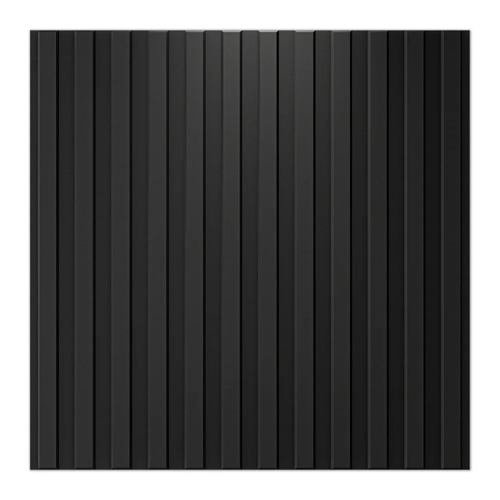 Panel Dinding Slat 3D PVC Hitam 19,7"x 19,7", Paket 12 Buah