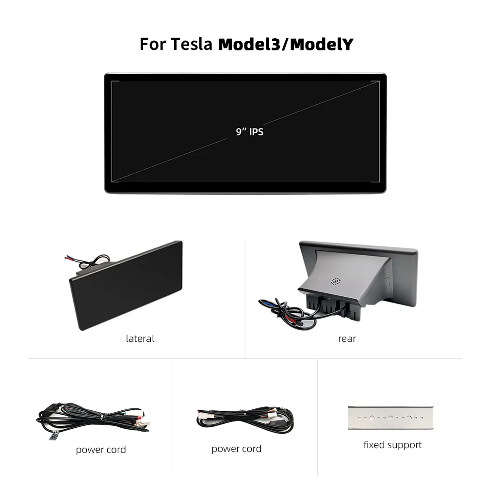 for Tesla Model 3 / Y Heads Up Display Linux 4.9 System 9 inch Digital Center Console Dashboard Touch Screen 1920*720P WiFi Fan