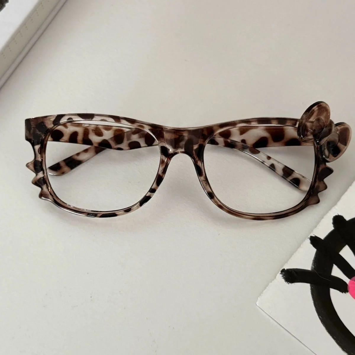 Y2K Leopard Print Eyeglasses Frame Cute Kitty Retro Tortoiseshell E-Girl Aesthetic Versatile Trendy Fashion Eyewear for Women