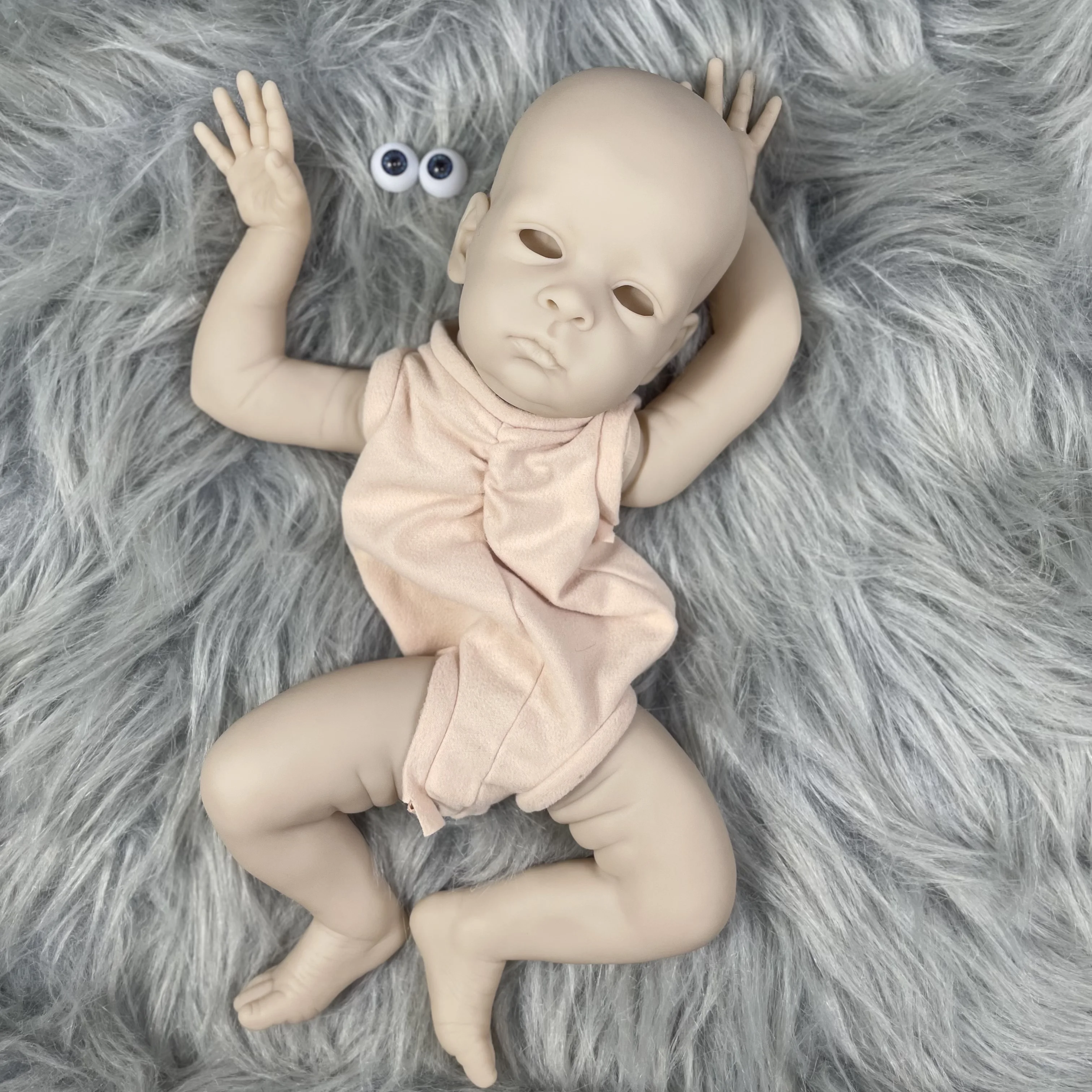 MRB 18 Inch Vinyl Reborn Doll Kit Oskar Lifelike Unfinished Unpainted Fresh Color Blank Vinyl Newborn Doll Mold with Eyes