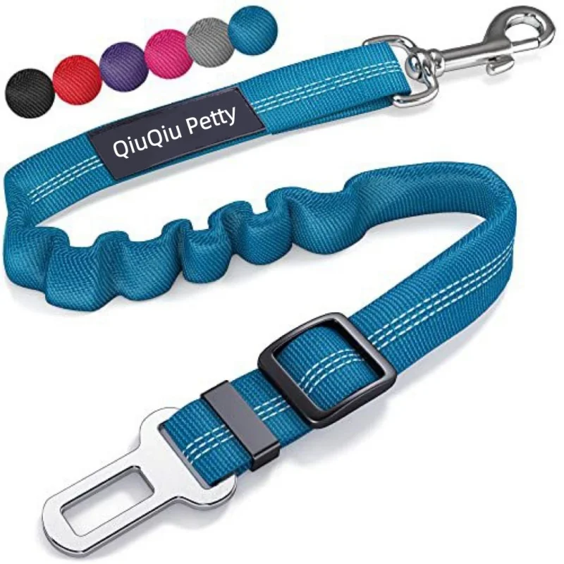 Reflective Dog Seat Belt - Adjustable and Durable Nylon Harness with Bungee Fabric Belt for Safe and Secure Car Travel