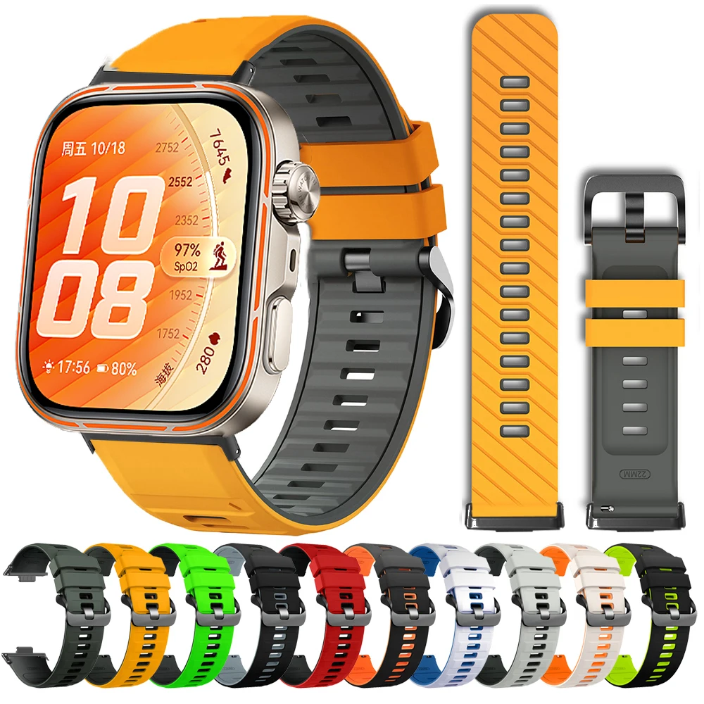 Silikonarmband für Huawei Watch Fit 5 Pro Sportarmband Atmungsaktives zweifarbiges Armband für Huawei Watch Fit3 Fit4 Fit4Pro Fit5 Gürtel