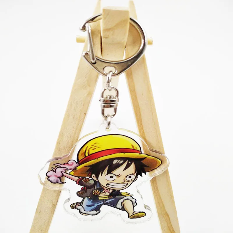 One Piece Luffy Merchandise Acrylic Figure Display Keychain Friends Girl Gift Cute Accessories Ornaments Q Version Key Ring view 2