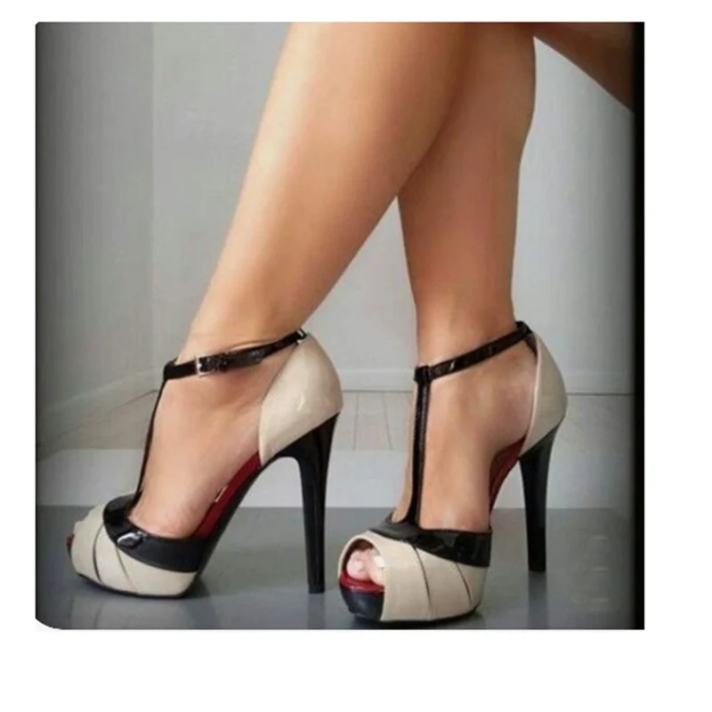 

Mixed Color Peep Toe Pumps Buckle Strap Hollow Shallow Fashionable Sexy Novel Style 2023 Summer Woman Shoes Zapatillas Mujer