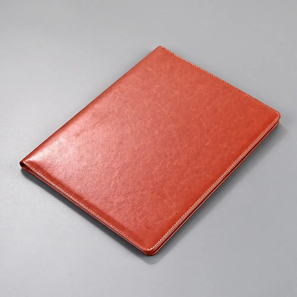 

Multifunctional A4 Conference Folder Vintage Portable Clipboard Leather File Folders with Binder File Storage