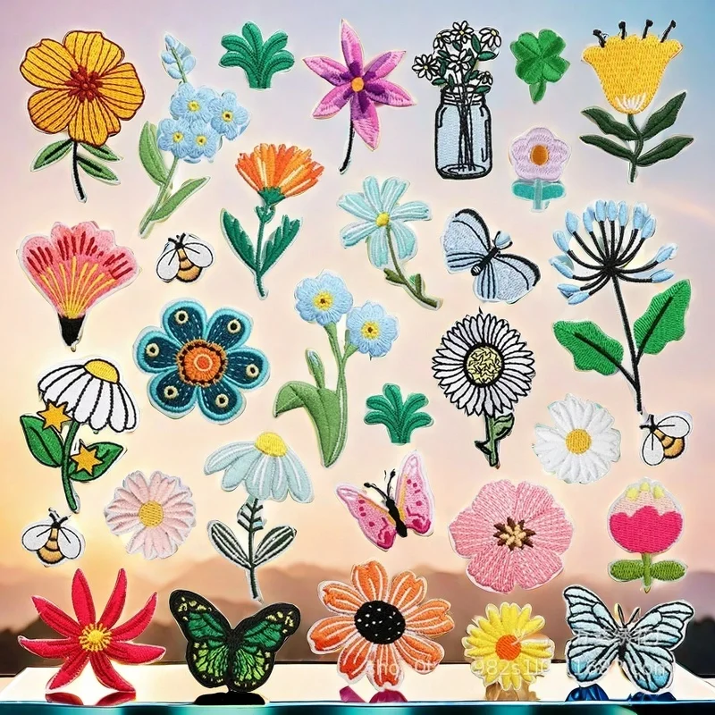 Exquisite Flower Embroidery Patch Sticker Bag Decoration Butterfly Bee Cloth Sticker Beautiful Sunflower Embroidery Chapter Boy