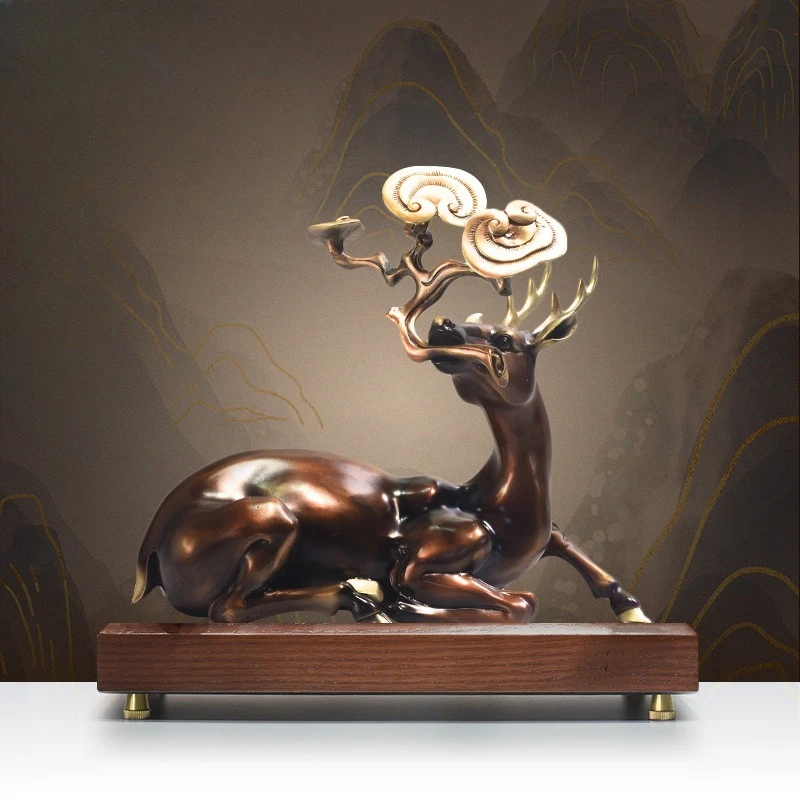 All-copper deer ornament New Chinese-style home entrance TV cabinet decoration