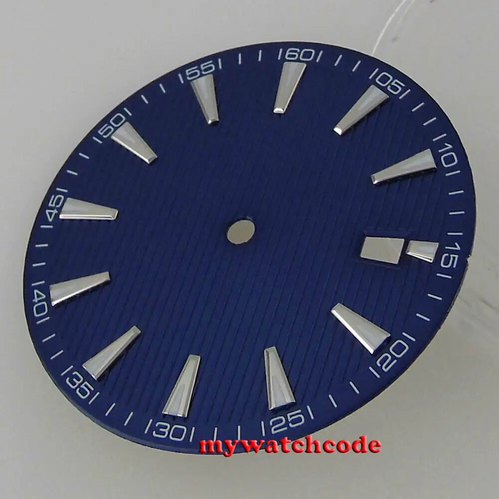 Esfera de reloj blanca y negra azul de 33,5mm para movimiento japonés NH35 NH36 (esfera + manecillas)