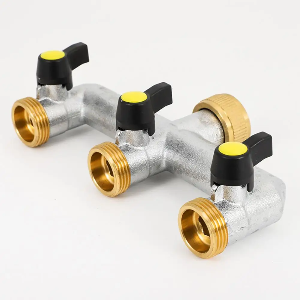 Bathroom Faucet Heavy Duty 3-way Garden Hose Splitter Nickel Plated Brass Faucet Frost Resistant Outdoor Spigot Adapter
