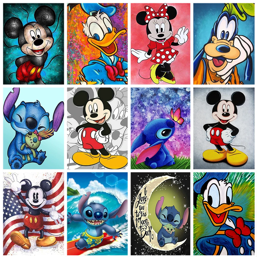 Disney 5D Diamond Painting New Cartoon Lilo & Stitch Mickey Mouse DIY Full Mosaic Embroidery Rhinestone Pictures Home Decor Gift