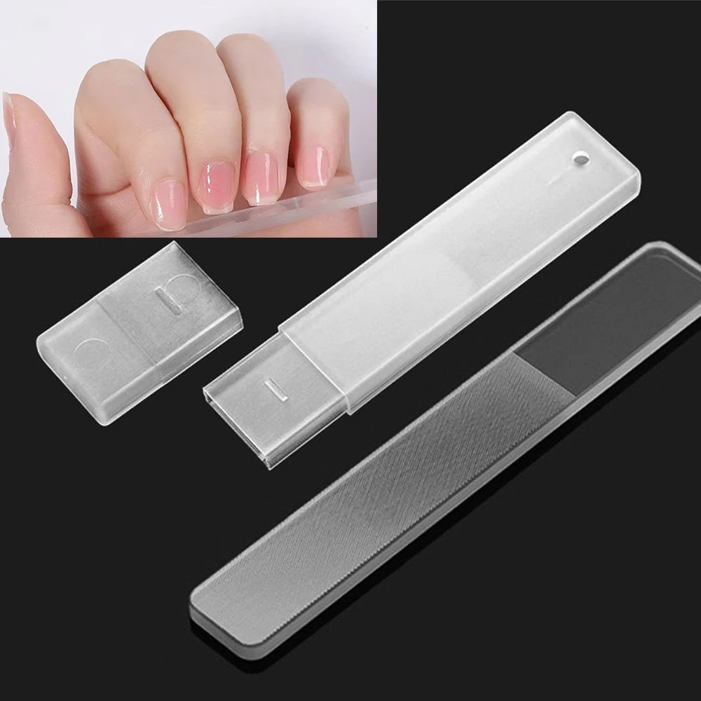 

1 шт. прозрачные стеклянные пилочки для ногтей (с коробкой), профессиональная полировка, шлифовка, моющиеся многоразовые инструменты для изготовления ногтей, осветляющие маникюрные художественные инструменты