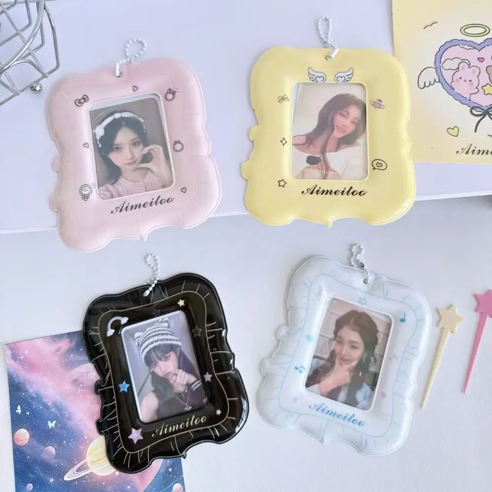لطيف 3 بوصة المعبود Photocard حامل صورة عرض Kpop صور بطاقة حالة PVC مع حامل بطاقة سلسلة #4