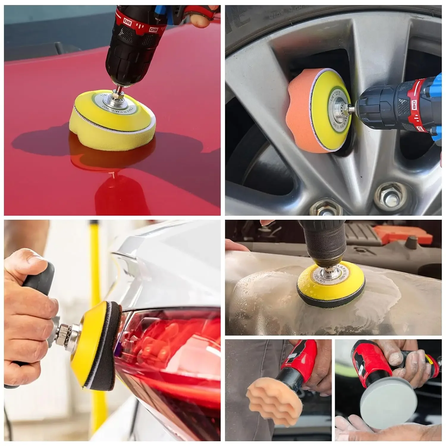 3 Inch Car Headlight Repair Kit 53 Pcs Grit 320-5000 Headlights Sanding Sheets with 1/4” Shank Backing Buffing Sponge Pads view 5