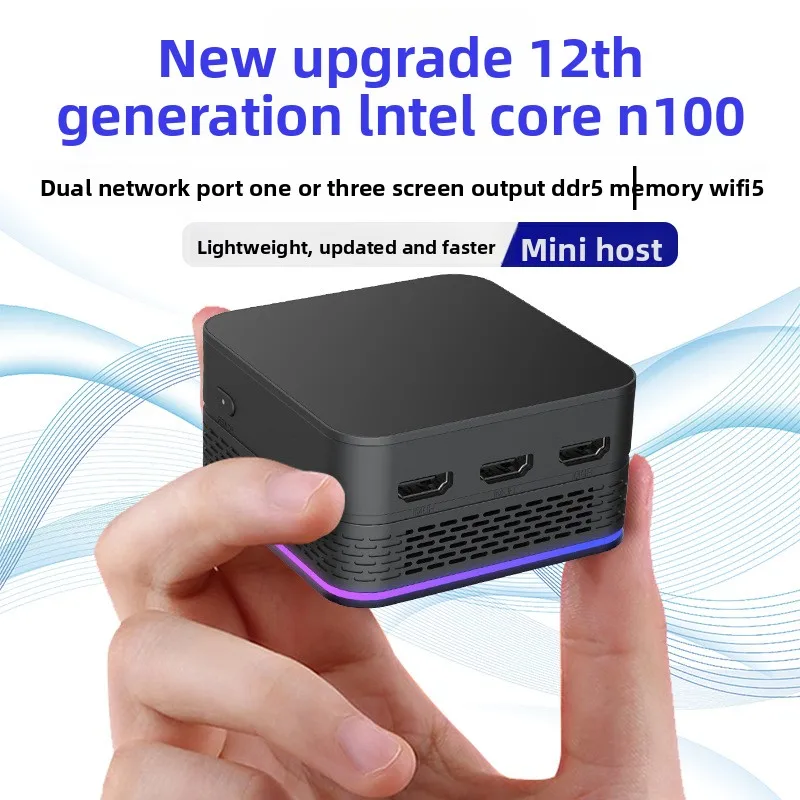 Brand New 12th Gen AlderLake N100 N150 Dual Gigabit Ethernet Ports 3-HDMI2.0 Office Gaming 4K Portable Mini PC