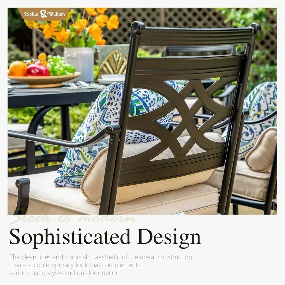 Sophia and William Swivel Patio Dining Set or 4, Outdoor Table and Chairs, Removable Seat Cushions, Black 42