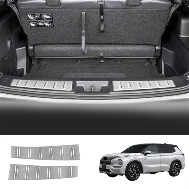 Stainless Steel Rear Bumper Guard Plate Cover Trim for Mitsubishi Outlander 2022 2023 Trunk Inner Guard Protector Silver/Black view 3