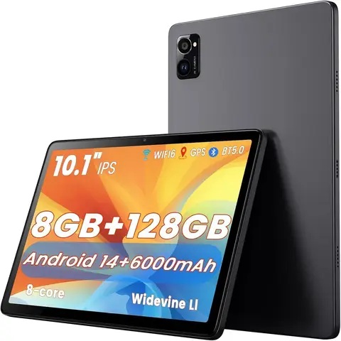 แท็บเล็ต Android 14 6000MAH Octa-Core แท็บเล็ต, 8GB RAM 128GB ROM IPS หน้าจอสัมผัส, พร้อมกล้อง 5MP + 8MP, Wi-Fi 6