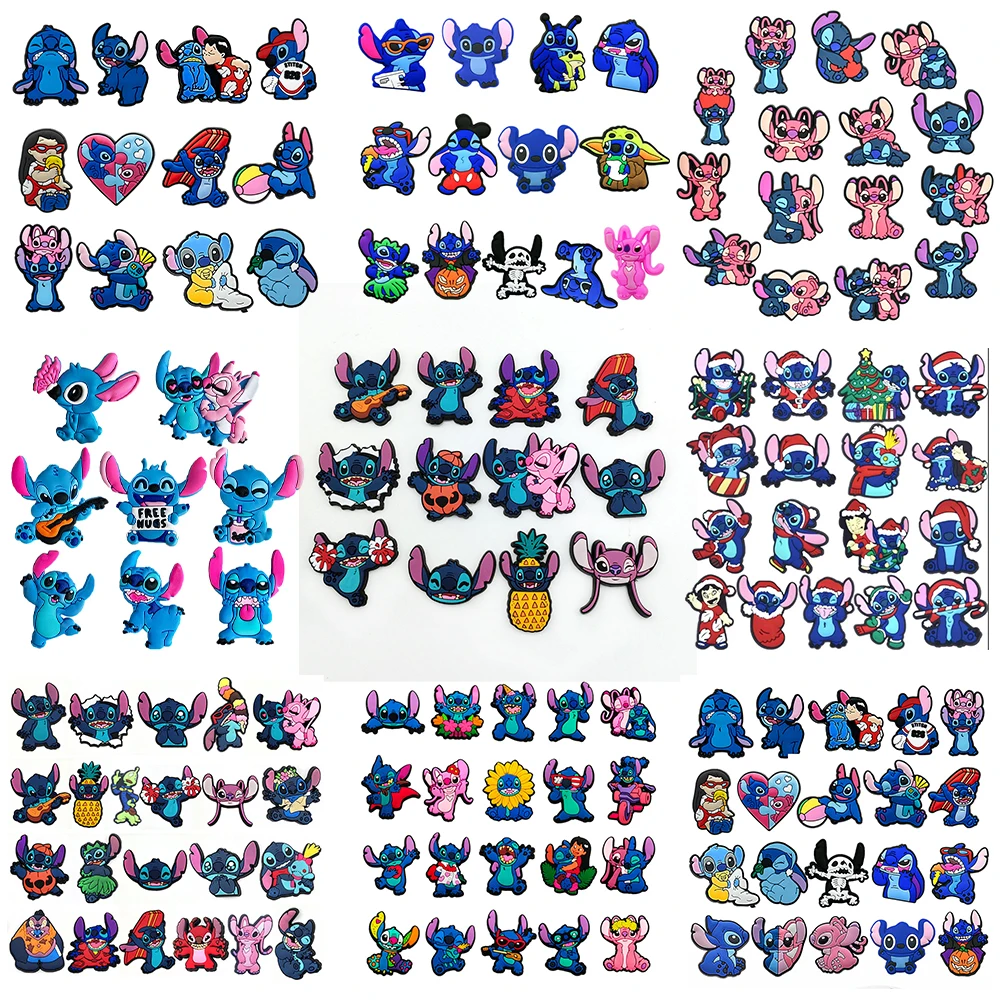 MINISO 8-22Pcs/set Disney Stitch PVC Shoe Charms Cartoon DIY Clogs Sandals Accessories Shoe Decorations Buckle Kids X-mas Gifts