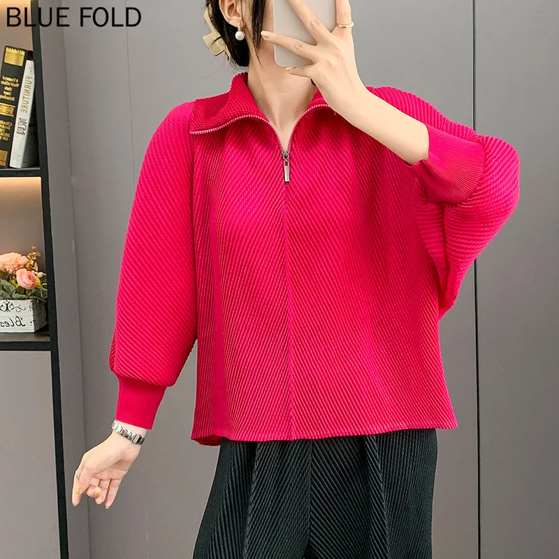 

Miyake плиссированный пуловер-свитер 2025 новый дизайн модная удобная свободная рубашка на молнии топ для женщин