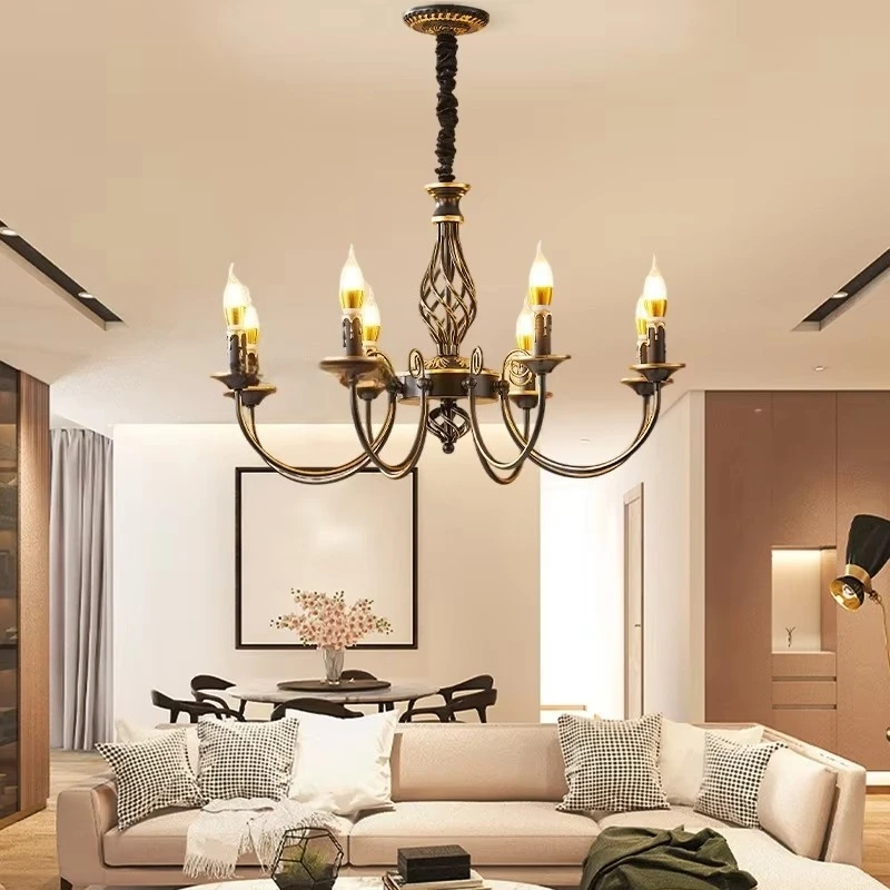 European Style Candle Pendant Light Dining Room, Minimalist Art American Retro Vintage Light