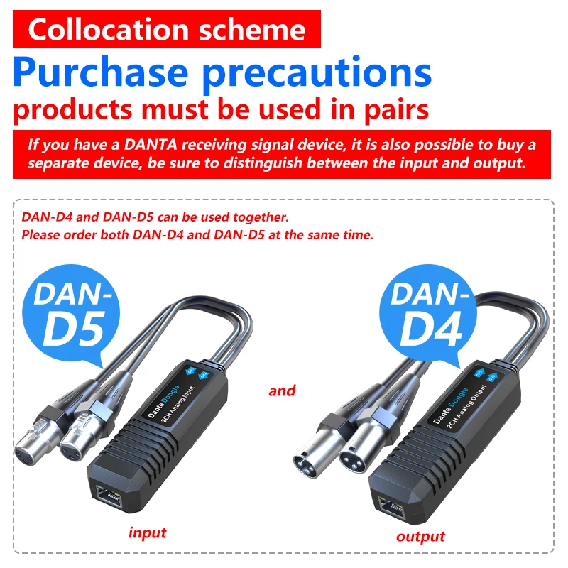 Dante input, go to 2 independent card faucet Output Dante 2Ch Analog Output Dongle Converter