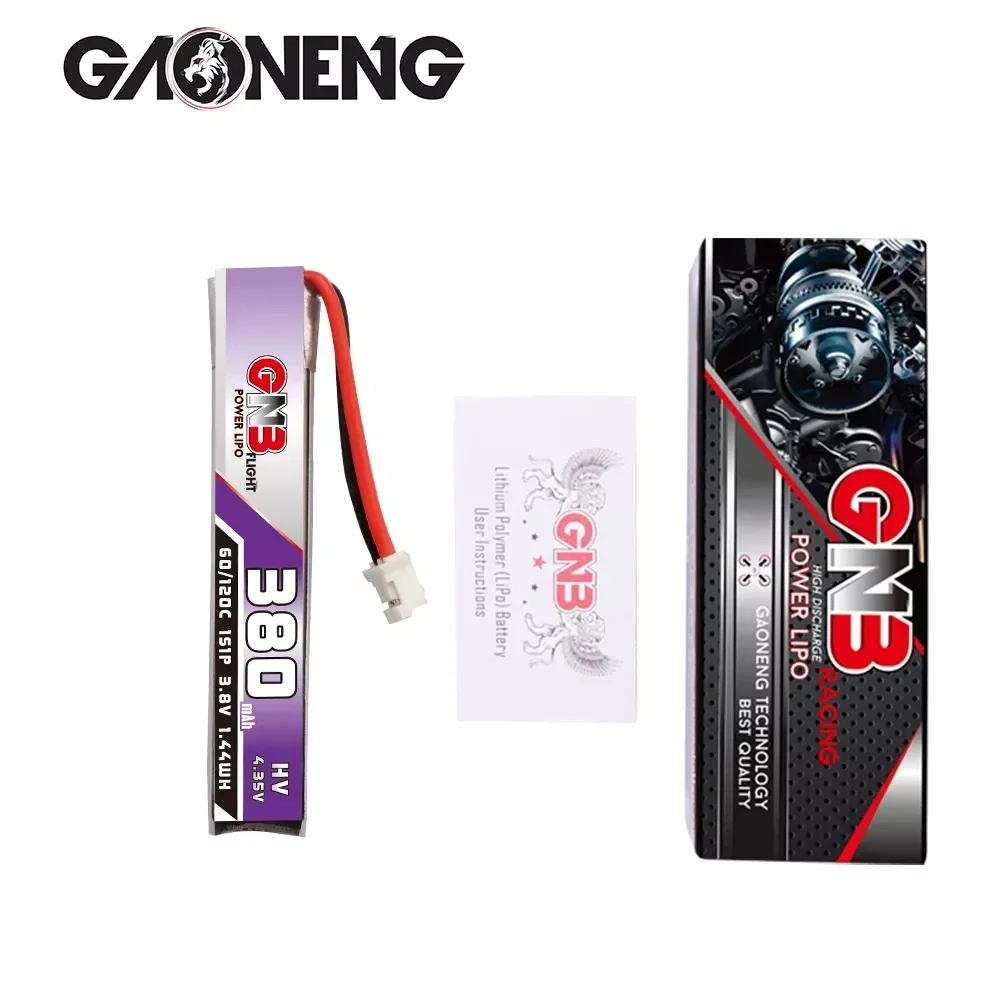 5PCS GAONENG GNB 380mAh 1S 3.8V 60C HV Lipo Battery With PH2.0 Plug For UK65 US65 Happymodel Mobula7 Snapper FPV 65S Whoop Drone