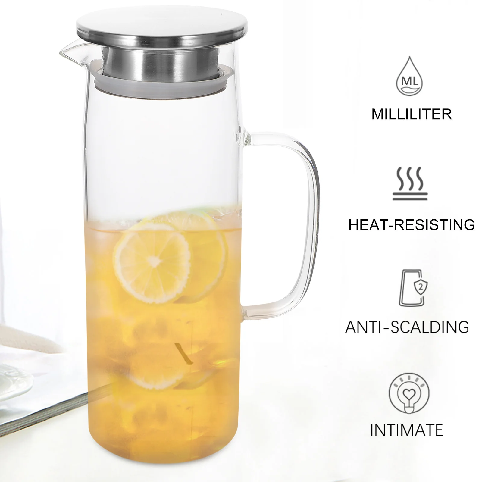 

1Pcs Cold Hot Resistant Glass Tea Kettle Transparent Teapot Multifunctional for Home Office Tea Kettle Glass Juice Pot