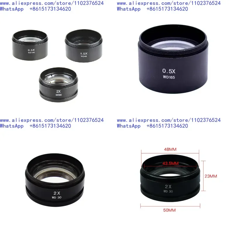 1pcs Stereo Microscope Auxiliary Objective Lens 0.5X 0.7X 0.75X 1.5X 2.0X 3X Multiplier Telescope