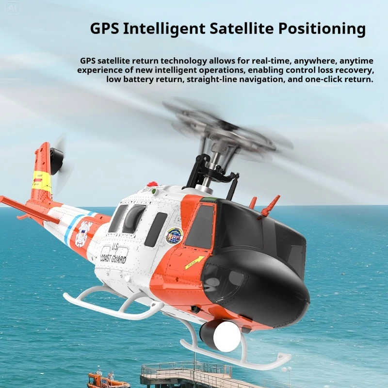 

Yuxiang F07S remote control helicopter UH-1 Huey brushless helicopter model GPS automatic return.