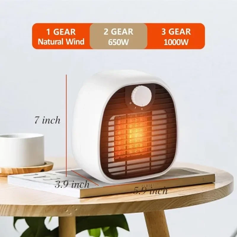 Personal Ceramic Heater Mini Desktop Fan Portable Office Heater Fast Heating Compact Design for Small Room Home Use