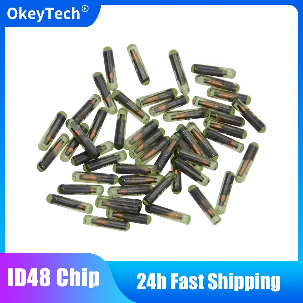 OkeyTech 10pcs/lot ID48 Chip Blank Glass Unlock Copy Transponder Chip OEM ID 48 Suitable for Audi VW Skoda Seat Honda Remote Key