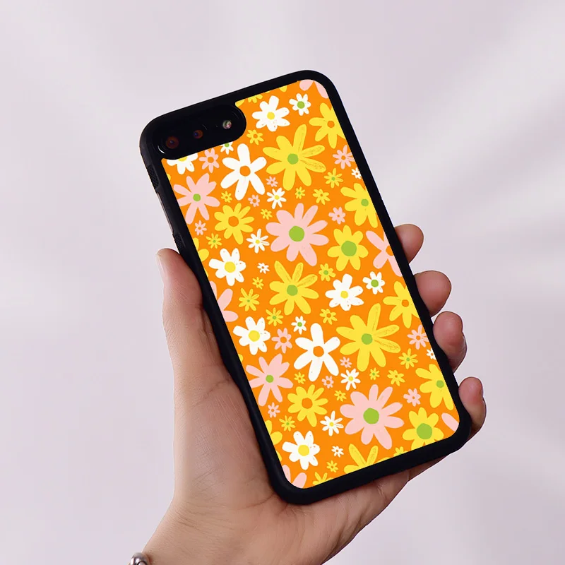 Wildflower Silicone Rubber Phone Case Cover for iPhone 6 6S 7 8 Plus X XS XR 11 12 13 14 15 Mini Pro Max Flower Power Pattern