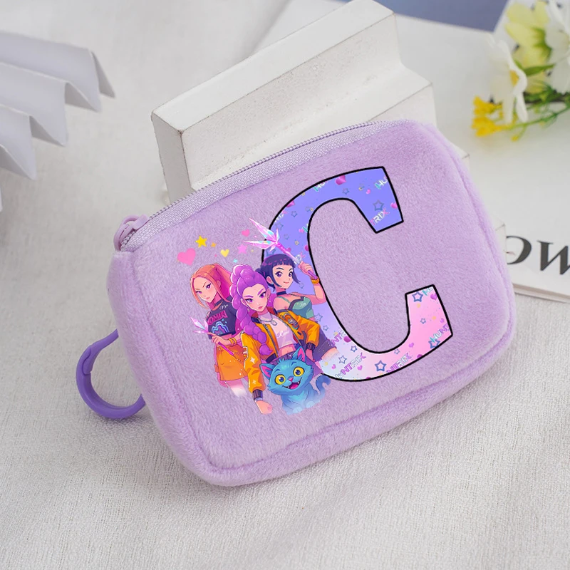 KPop شيطان الصيادين الأرجواني محفظة نسائية للعملات المعدنية أنيمي الكرتون لطيف حقيبة المال بنين بنات مفتاح بطاقة تخزين الحقيبة الصغيرة المحمولة حقيبة صغيرة #4